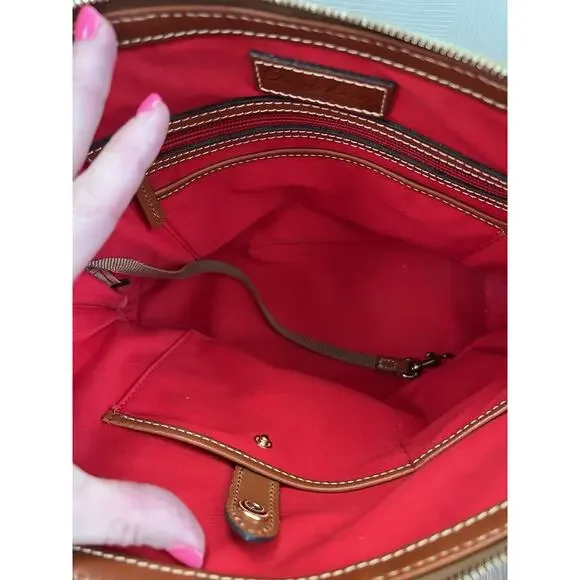 DOONEY & BOURKE Turquoise Pebble Leather Zip Top Domed Satchel Bag Purse - Picture 15 of 16